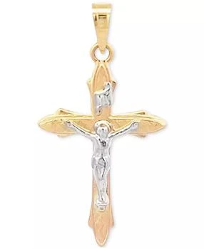 Macy's | Two Tone Crucifix Charm Pendant in 14K Yellow and White Gold,商家Macy's,价格¥1058