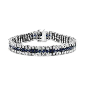 Macy's | Sapphire (6 ct. t.w.) & Diamond (2 ct. t.w.) Triple Row Tennis Bracelet in Sterling Silver (Also in Emerald & Ruby),商家Macy's,价格¥9728