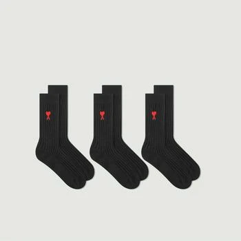 AMI | Pack of 3 pairs of socks black AMI PARIS 6.9折