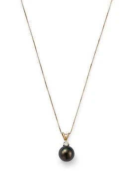 Bloomingdale's | Tahitian Black Cultured Pearl & Diamond Pendant Necklace in 14K Yellow Gold, 18" - 100% Exclusive,商家Bloomingdale's,价格¥3599