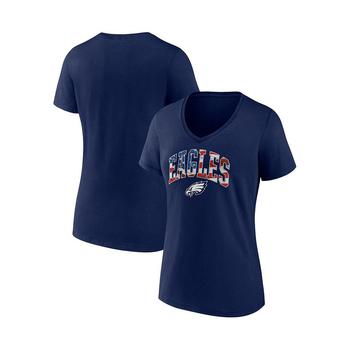 推荐Women's Branded Navy Philadelphia Eagles Team Banner Wave V-Neck T-shirt商品