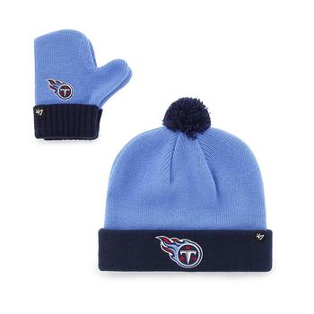 商品47 Brand | Infant Boys and Girls Light Blue, Navy Tennessee Titans Bam Bam Cuffed Knit Hat with Pom and Mittens Set,商家Macy's,价格¥231图片
