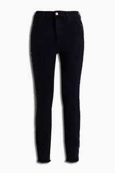 推荐Farrow striped high-rise skinny jeans商品