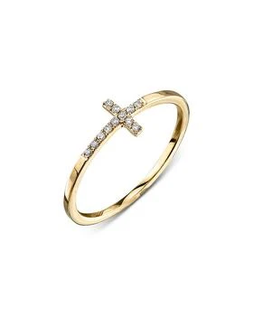 Sydney Evan | 14K Yellow Gold Diamond Cross Ring,商家Bloomingdale's,价格¥4427