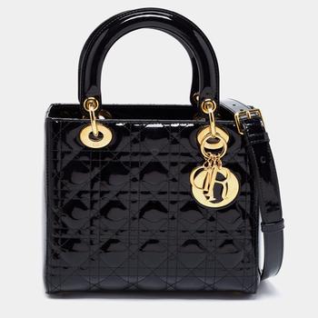 迪奥托特包, [二手商品] Dior | Dior Black Cannage Patent Leather Medium Lady Dior Tote商品图片 8.8折, 满1件减$100, 满减