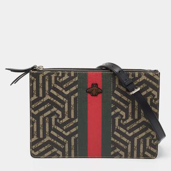 Gucci | Gucci Beige GG Supreme Canvas And Leather Caleido Web Messenger Bag商品图片,9.1折