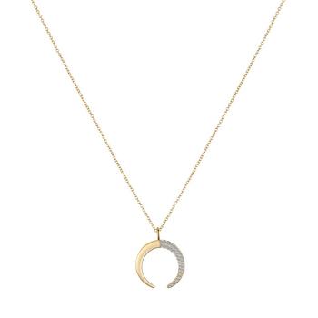 Unwritten | 14k Gold Plated Cubic Zirconia Crescent Moon Pendant Necklace商品图片,6折×额外8.5折, 额外八五折