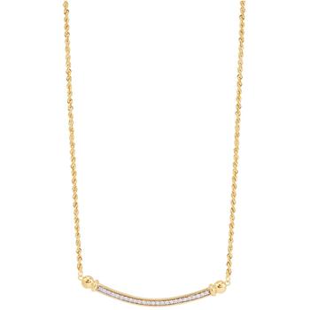 商品Macy's | Diamond Curved Bar 17" Statement Necklace (1/4 ct. t.w.) in 14k Gold-Plated Sterling Silver,商家Macy's,价格¥5364图片