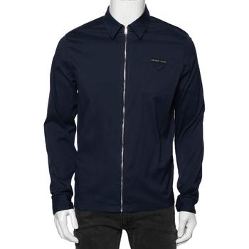 [二手商品] Prada | Prada Blue Cotton Front Zip Long Sleeve Shirt M商品图片,2.9折, 满1件减$100, 满减