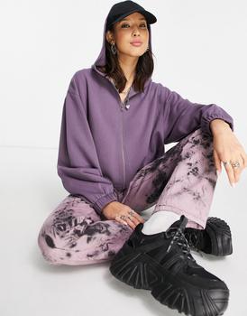 ASOS | ASOS DESIGN boxy zip thru hoodie in purple商品图片,