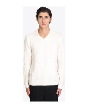 Emporio Armani | Pullover Off-white wool cable-knit polo sweater.商品图片,8.7折