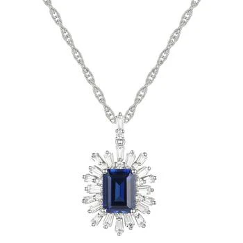 Macy's | Lab-Grown Sapphire (2 ct. t.w.) & Lab-Grown White Sapphire (1 ct. t.w.) 18" Pendant Necklace in Gold-Plated Sterling Silver (Also in Lab-Grown Emerald & Lab-Grown Ruby),商家Macy's,价格¥655