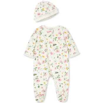 Little Me | Baby Girls Floral Footed Coverall and Hat, 2 Piece Set 独家减免邮费
