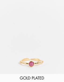 ASOS | ASOS DESIGN 14k gold plated ring with garnet style birthstone商品图片,