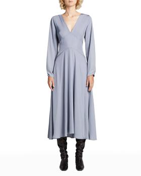vince连衣裙, Vince | Long-Sleeve Paneled V-Neck Dress商品图片 满$400减$100, 满减