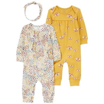 Carter's | Baby Girls Footless Coveralls and Headband, 3 Piece Set,商家Macy's,价格¥112