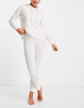 ASOS | ASOS DESIGN lounge super soft rib oversized hoodie with splits & legging set in cream商品图片,