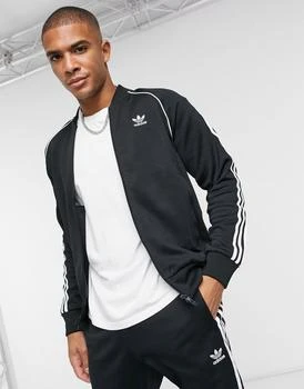 推��荐adidas Originals Superstar three stripe track jacket in black商品