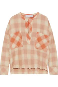 product Melda paneled checked cotton-blend flannel top image