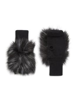 推荐Texty Time Faux Fur & Knit Fingerless Mittens商品