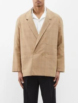 推荐Double-breasted checked wool suit jacket商品