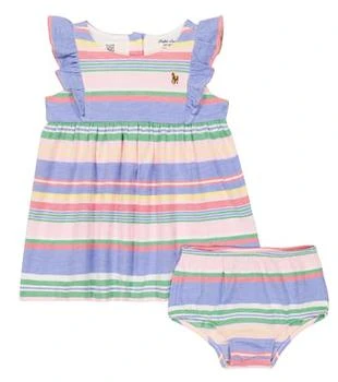 推荐婴幼儿 — 条纹棉质面料连衣裙和灯笼裤套装商品