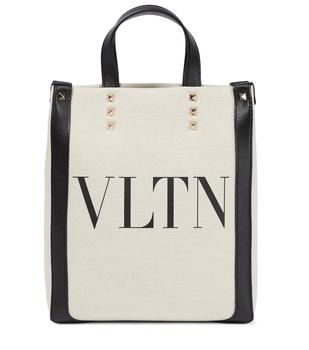 推荐VLTN Mini leather-trimmed canvas tote商品