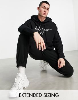 ASOS | ASOS Dark Future co-ord oversized hoodie in black with logo print商品图片,6.5折