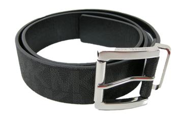 Michael Kors Women's Black Synthetic Leather Mk Design Square Buckle Fashion Belt (Black, Medium)