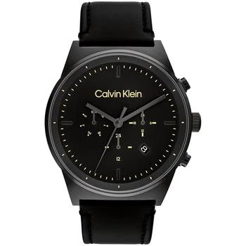 Calvin Klein | Men's Black-Tone Leather Strap Watch 44mm 