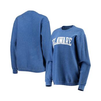 推荐Women's Royal Delaware Fightin' Blue Hens Comfy Cord Vintage-Like Wash Basic Arch Pullover Sweatshirt商品