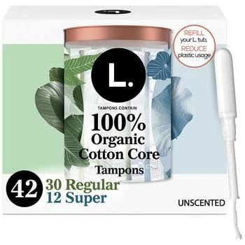 L. | Cotton Tampons Multipack, Contains an Organic Cotton Core No Scent, Regular/Super Absorbency,商家Walgreens,价格¥138