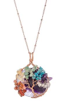 商品EYE CANDY LOS ANGELES | Tree of Life Agate Stone Pendant Necklace,商家Nordstrom Rack,价格¥189图片