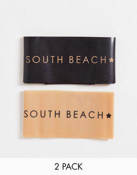 商品South Beach light/medium resistance bands 2 pack in black and camel图片