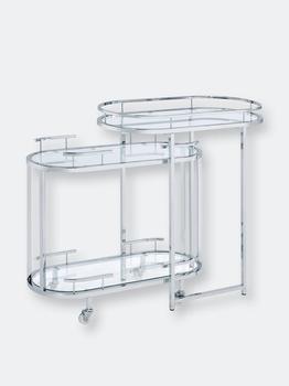 商品ACME Piffo Serving Cart & Bar Table, Clear Glass & Chrome Finish,商家Verishop,价格¥3380图片