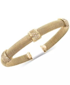 Macy's | Diamond Station Cuff Bangle Bracelet (1/3 ct. t.w.) in 14k Gold-Plated Sterling Silver,商家Macy's,价格¥2519