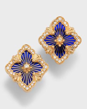 商品18K Yellow Gold Opera Tulle Medium Blue Diamond Earrings图片