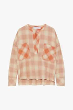 IRO | Melda paneled checked cotton-blend flannel top商品图片,3折