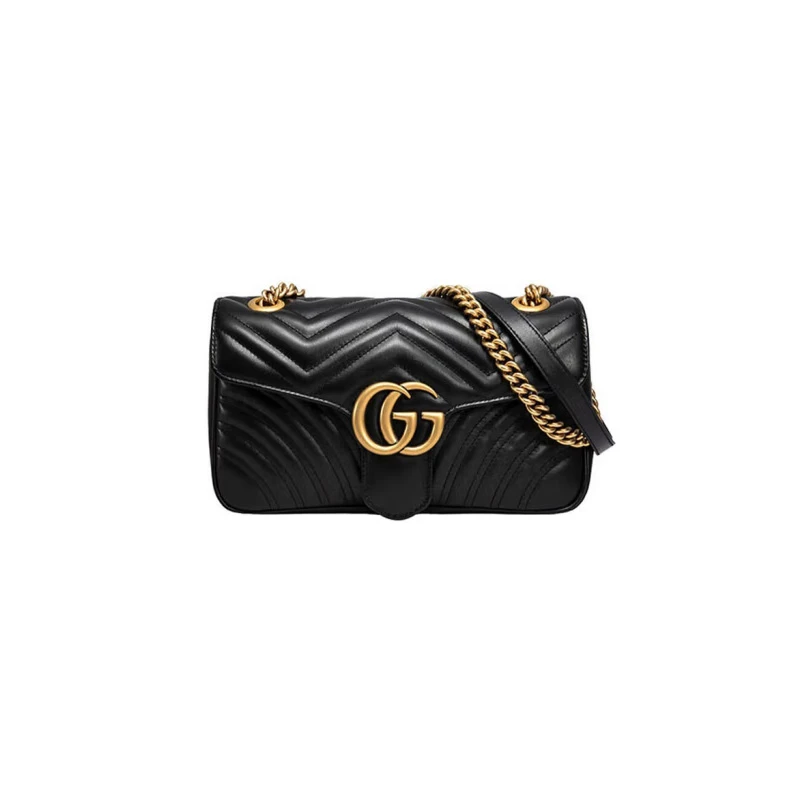 推荐GUCCI/古驰 GG Marmont系列金标斜挎包绗缝手袋链条包单肩包 小号黑色 443497-DTDIT-1000商品