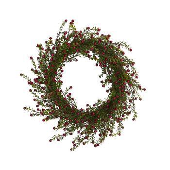 商品NEARLY NATURAL | Boxwood and Berries Artificial Wreath,商家Macy's,价格¥630图片