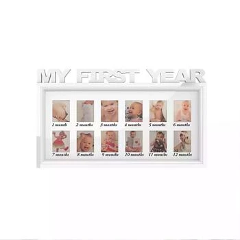 Trademark Global | My First Year Collage Baby Picture Frame with 8 Openings by Lavish Home, White, 11" x 18.6" x 0.75",商家Macy's,价格¥449