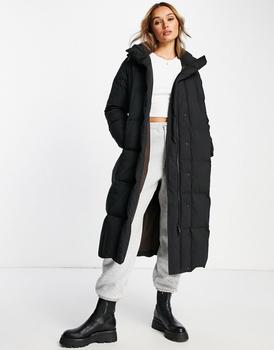 推荐Selected Femme down longline padded coat in black商品