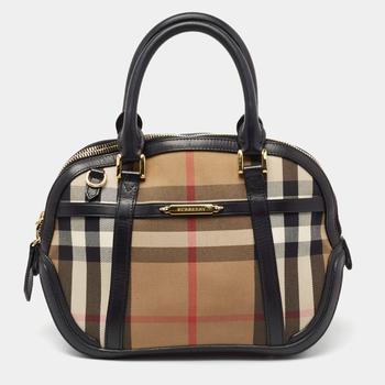 burberry托特包, [二手商品] Burberry | Burberry Beige/Black House Check Canvas And Leather Orchard Bowling Bag商品图片 8.6折, 满1件减$100, 满减