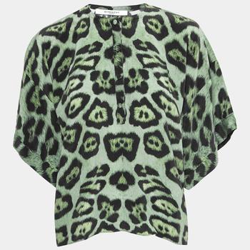 推荐Givenchy Green Jaguar Print Silk Oversized Blouse S商品