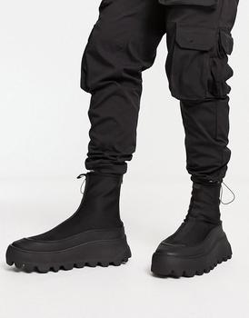 ASOS | ASOS DESIGN chunky zip up sock boots in black neoprene商品图片,