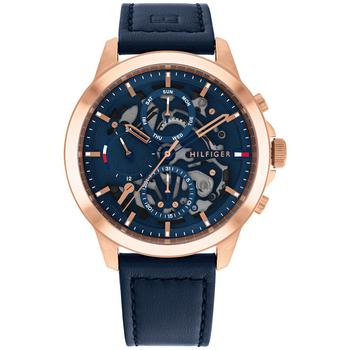 tommy hilfiger手表价格, Tommy Hilfiger | Men's Navy Leather Strap Watch 44mm商品图片 8折×额外8.5折, 额外八五折