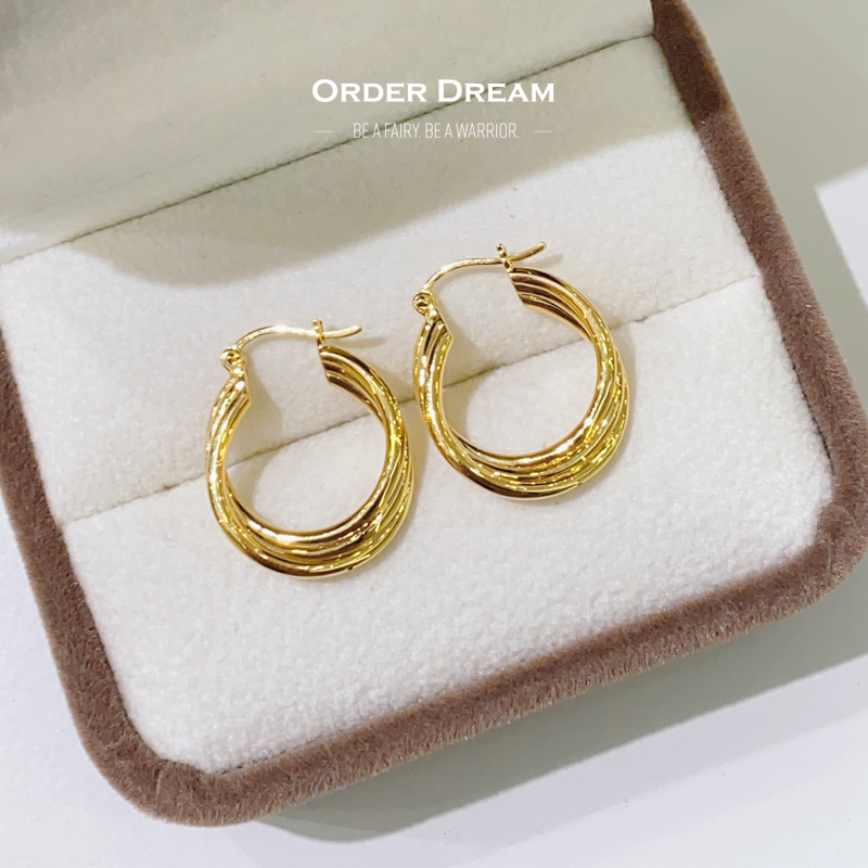 Order Dream | 18K金螺纹耳圈商品图片,包邮包税