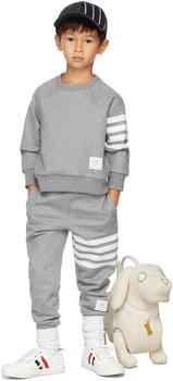 thom browne裤, Thom Browne | 灰色 Loopback 4-Bar 儿童运动裤商品图片 