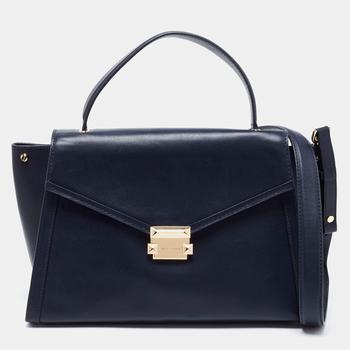 michael kors whitney, [二手商品] Michael Kors | Michael Kors Navy Blue Leather Whitney Top Handle Bag商品图片 7.9折