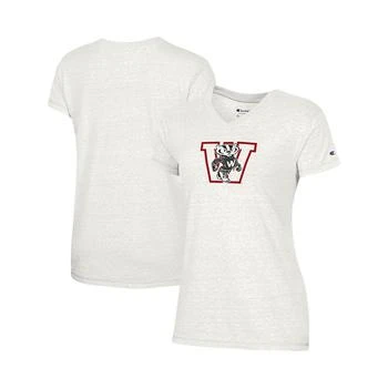 CHAMPION | Women's White Wisconsin Badgers Vault Logo V-Neck T-shirt 7.5折